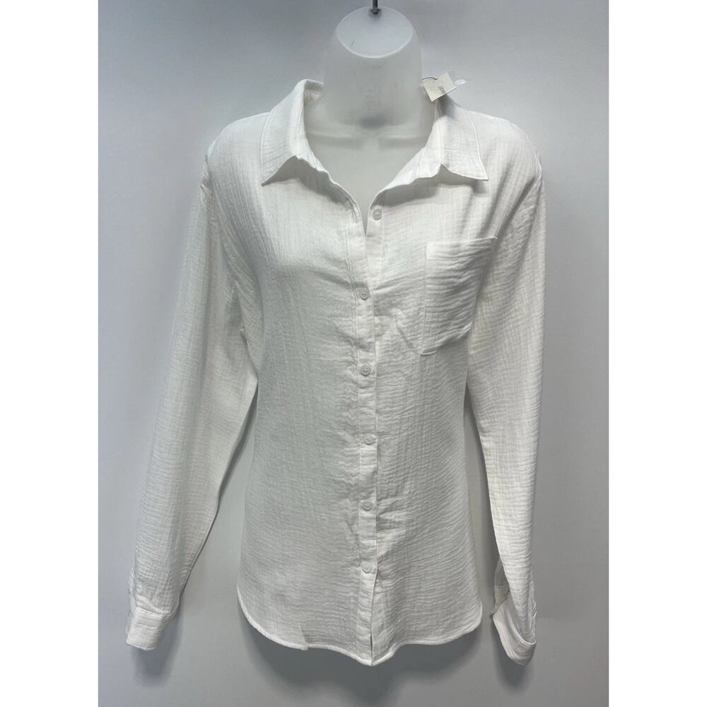 Franceseca’s Jun And Ivy White Button Up Long Sleeve Shirt Size Large NWT